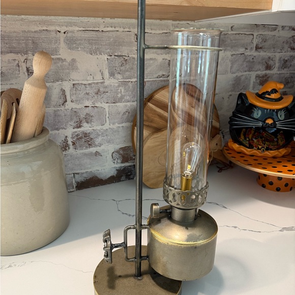 Handmade Artisan Architectural Metal Battery Operated Table Lamp - Picture 8 of 15